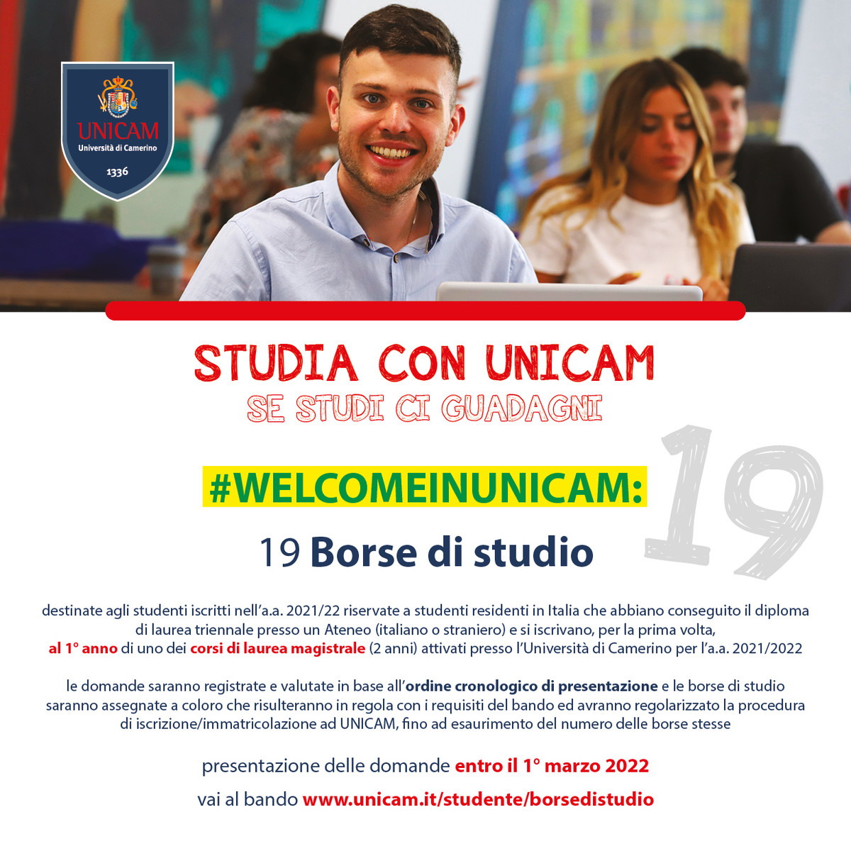 Borse di studio Welcome in Unicam