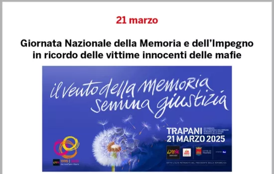 Giornata Nazionale della Memoria e dell’Impegno in ricordo delle vittime innocenti delle mafie